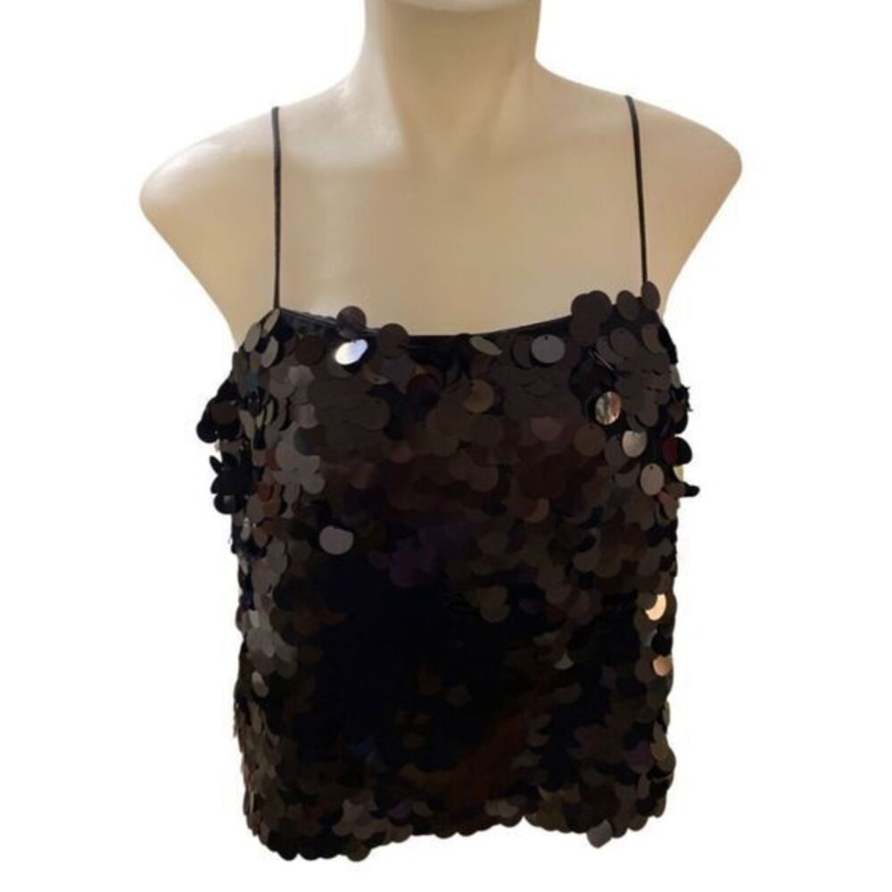 Banana Republic Black Sequin Spaghetti-Strap Tank